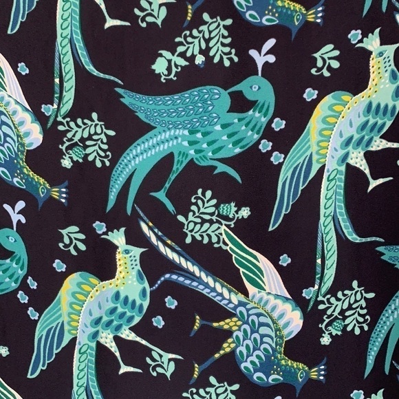 Ann Taylor LOFT Peacock Print Long Sleeve Blouse, Navy Blue/Teal Sz XS, NWT - Picture 9 of 9